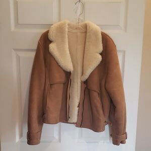 Classic Tan Shearling-Lined Leather Jacket